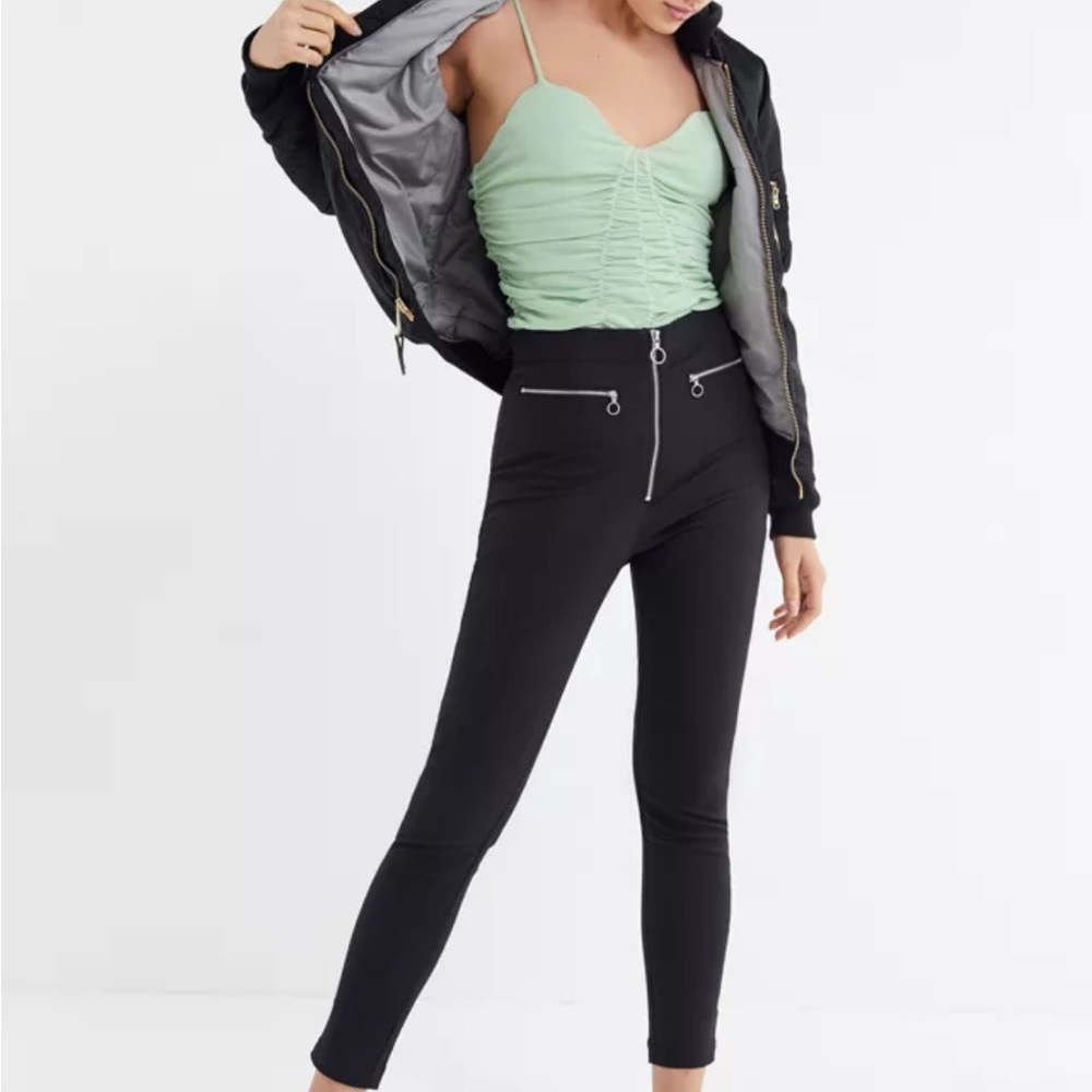 Urban Outfitters Susie High Waisted Black Pants with Front Zips
